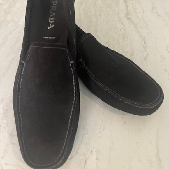 Prada Men's Suede Moccasin Loafers Size 9 NEW - Picture 1 of 8